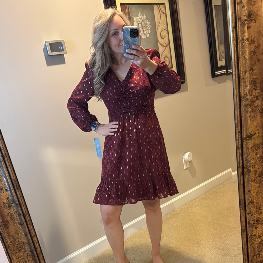 London Times Elegant Burgundy Dress